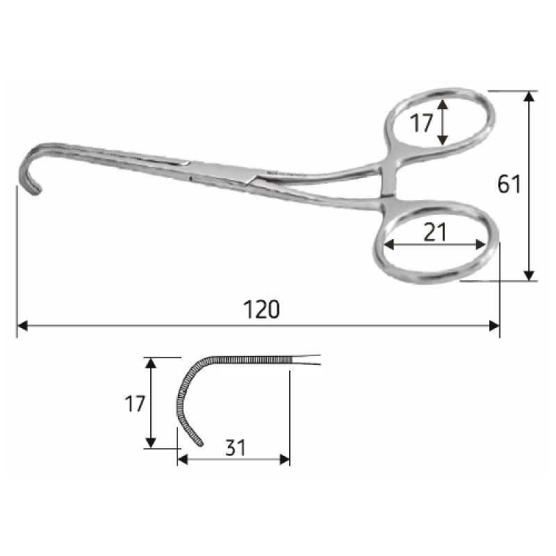 Дисектор - затискач педіатричний Castaneda, 12 см, J-27-426. Surgicon.